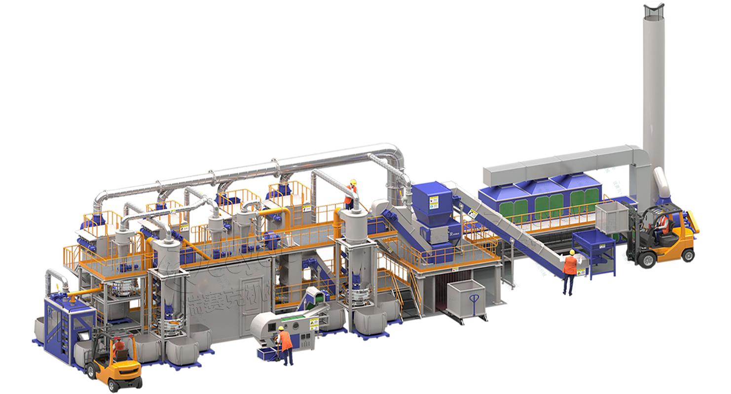 废旧锂电池正负极片回收处理设备工艺图